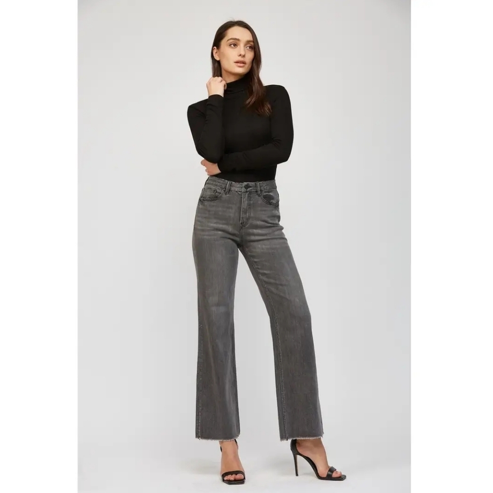 Black Washed Wide Leg Jeans